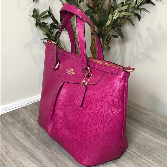 Coach Pink Cranberry Leather Tote (BG1) - Picture 2 of 13